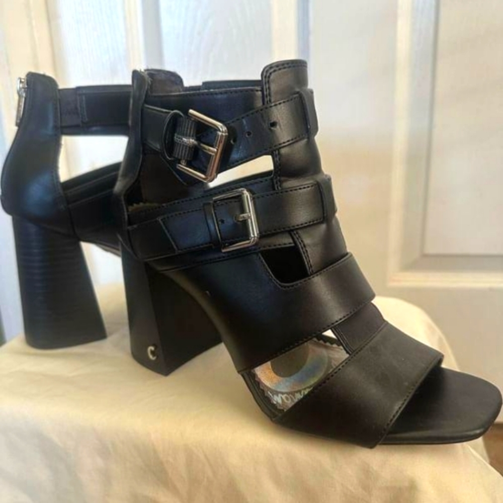 Circus | black leather heeled sandals